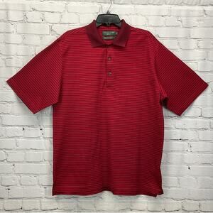 Nicklaus Golf Men's Polo Shirt Size L Red/Black Stripe Athleisure Casual Travel